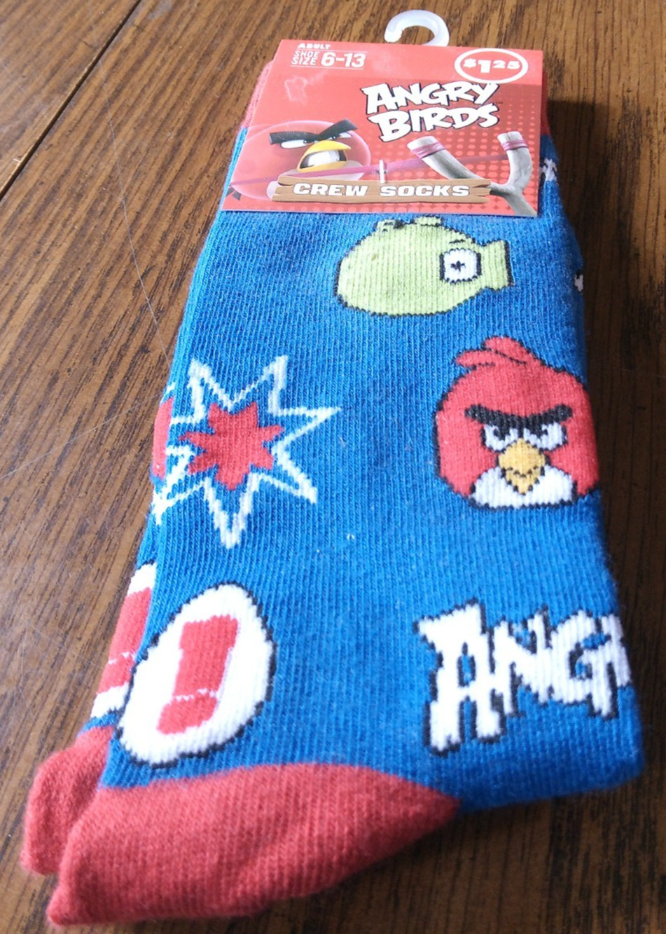 Crazy Universe Adult Size 6-13 Blue Angry Birds Socks New